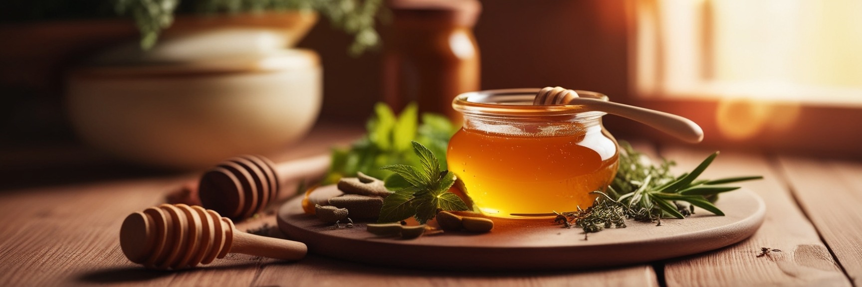 Mélange de miel et d'herbes contre la toux